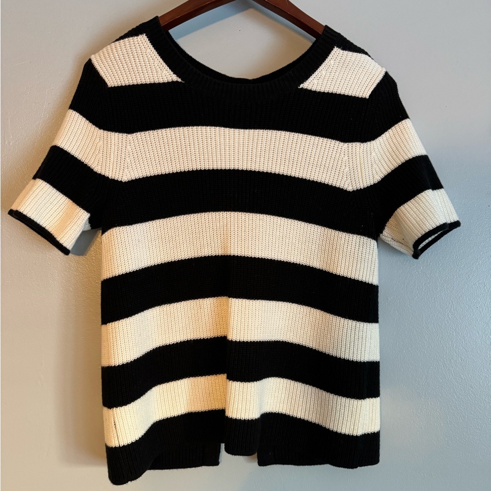 Open back Banana Republic Short Sleeve Striped Sweater top, back slit